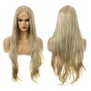 Unique Bargains Women's Halloween Long Straight Hair Lace Front Wigs with Wig Cap 26" Brown Light Gold Tone 1 Pc - image 3 of 4