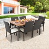 Costway 7PCS Patio Wicker Dining Set Cushion Armchairs Acacia Wood Table with Umbrella Hole - 2 of 4