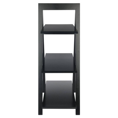 Black Wood 3-Tier A-Frame Ladder Shelf