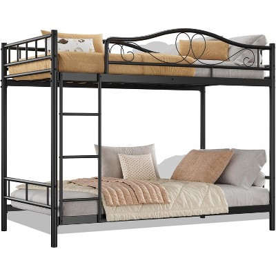 Bunk Bed Twin with Ladde & Full-Length Guardrails, Heavy Duty Metal 400 LBS Weight Capacity, Space-Saving Design, Noise Free, No Box Spring Needed