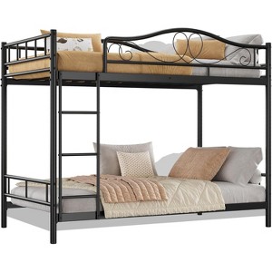 Bunk Bed Twin with Ladde & Full-Length Guardrails, Heavy Duty Metal 400 LBS Weight Capacity, Space-Saving Design, Noise Free, No Box Spring Needed - 1 of 4