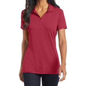 Mafoose Women's Short Sleeve Cotton Touch Stretch Performance Y-neck Polo Shirt - 1 of 4