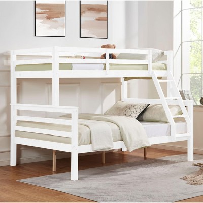 INFURNIC Beds Twin Over Full Bunk Bed with Thick Posts High Guardrails Sturdy and Durable Wooden Frame for Kids Teens, White, 79.53"*58.66"*61.81"