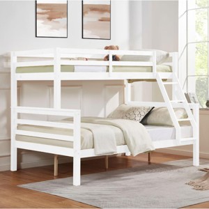 INFURNIC Beds Twin Over Full Bunk Bed with Thick Posts High Guardrails Sturdy and Durable Wooden Frame for Kids Teens, White, 79.53"*58.66"*61.81" - 1 of 4