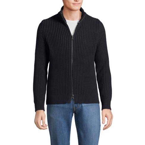 Lands End Men s Long Sleeve Shaker Mock Full Zip Sweater 2x Large Black Slate Target