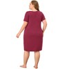 Agnes Orinda Women's Plus Size Solid Comfort Lace V Neck Short Sleeves Midi Knit Nightgowns - 4 of 4