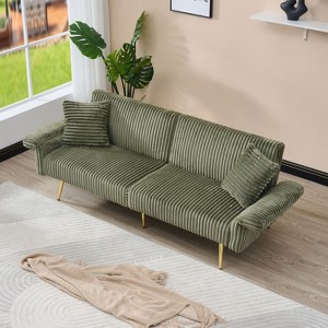 MYINDA 79-Inch Corduroy Sofa Bed, Convertible Double Sofa Bed with Folding Armrests for Living Room and Tight Spaces - 1 of 4