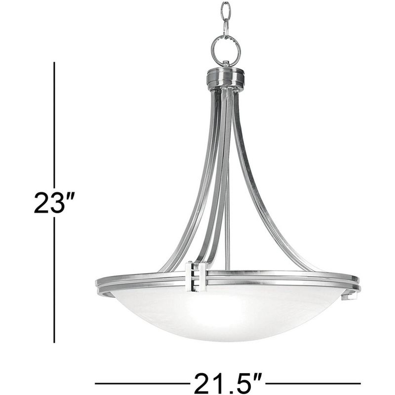 Possini Euro Design Deco Brushed Nickel Pendant Chandelier 21 1/2" Wide Modern White Marbled Bowl Glass 3-Light Fixture for Dining Room Kitchen Island, 4 of 10