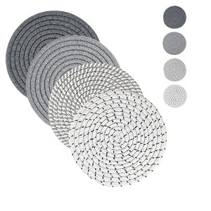 Itopfox 4-Piece Heat-Resistant Trivet Set for Hot Dishes, Pots, and Pans, Thick Cotton Kitchen Decor, Protects Countertops and Tables, Boho Farmhouse - 1 of 4