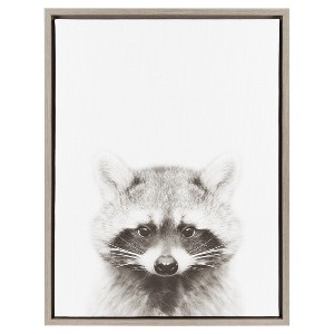 Raccoon Framed Kids' Canvas Art Gray (24"x18") - Uniek - 1 of 3