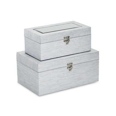 Cheung's Fidela Set of 2 Silver Vinyl Boxes