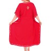 LA LEELA Women's House Daily Routine Evening Wear Loungewear Solid Casual Relaxed V Neck Caftan Maxi Cover Up Dresses for Women 2X-3X Red, Solid - 2 of 3