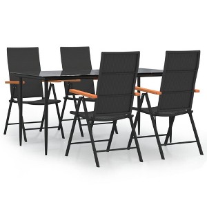 vidaXL Patio Dining Set Black Outdoor Furniture 3/5/7/9 Piece Multi Sizes - 63" Table Length 4 Items - 1 of 4