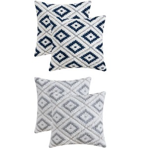 REGALWOVEN 4 Pcs Geometric Pattern Soft Short Plush Decorative Throw Pillow Covers - 1 of 4