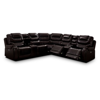 Tombolo Upholstered Power Reclining Sectional Dark Brown - HOMES: Inside + Out