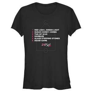 Juniors Womens Squid Game List of Games T-Shirt - 1 of 4