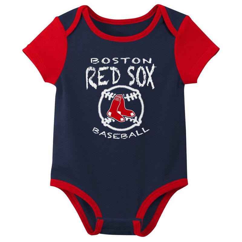 MLB Boston Red Sox Infant Boys&#39; 3pk Bodysuit, 4 of 5
