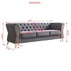 3-Seater Velvet Tufted Sofa with Wood Frame and Gold Metal Legs, 87 inch Long Modern Upholstered Couch for Living Room or Apartment-Koiai - 3 of 4