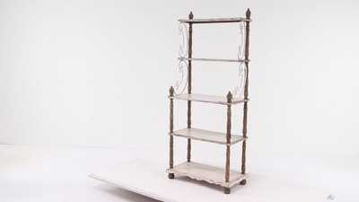 75" White and Brown Wood 5-Tier Farmhouse Baker's Rack