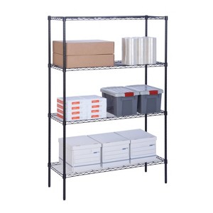 Honey-Can-Do 4 Tier Shelving Unit Black: Steel Wire Shelving, Adjustable Commercial Storage, 350 lb Capacity, 72" Height - 1 of 3