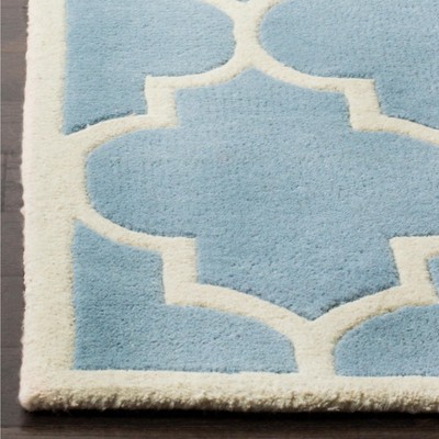 Hand-Tufted Blue Ivory Wool 5' x 8' Area Rug