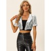 INSPIRE CHIC Women's Puff Short Sleeve Open Front Party Crop Sequin Shrugs - 4 of 4
