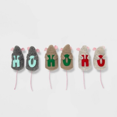 Holiday Ho-Ho-Ho Mice Cat Toy - 6pk - Wondershop™