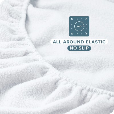 Queen White Polar Fleece Deep Pocket Fitted Sheet