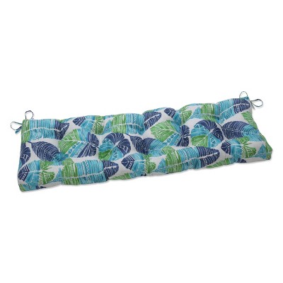 48" x 18" Outdoor Tufted Bench/Swing Cushion Hixon Caribe Blue - Pillow Perfect