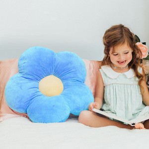 Butterfly Craze Daisy Lounge Flower Pillow - Medium 20 Inches, Cozy & Stylish Floor Cushion, Plush Microfiber - Machine Washable, Blue - 1 of 4