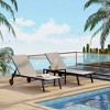 3Pcs Patio Chaise Lounge Chairs with Side Table, Adjustable Backrest Poolside Lounger Chairs with Wheels, Pool Outdoor Chaise Lounge Set of 3 - 2 of 4