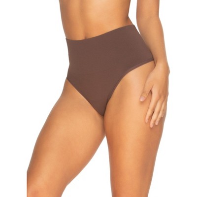 Felina Women's Fusion Waist Shapewear Thong (cocoa, Large