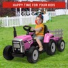 12V Ride on Tractor with Trailer and Remote Control,Toddler Kids Electric Vehicle Car with LED Headlights, Speed Up to 5mph - 2 of 4