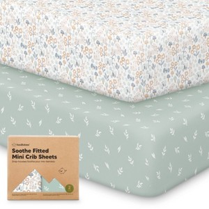 KeaBabies Mini Crib Sheets for Baby Girls, Boys, 2-Pack Soothe Pack and Play Sheets Fitted, Organic Pack N Play Mattress Sheet - 1 of 4