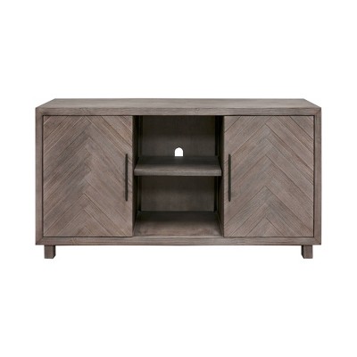 Gray 60" Transitional Wood TV Console with Cabinet