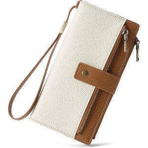 FATMOON Women's RFID Blocking Wristlet Wallet - Large Capacity Genuine Leather Wallet with 24 Card Slots & Double Zipper,for Travel, Shopping - 1 of 4