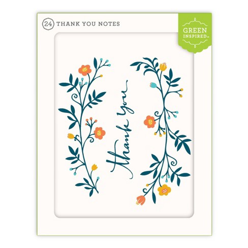 50ct Blank Thank You Cards Floral : Target