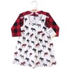 Hudson Baby Infant and Toddler Girl Cotton Dress and Cardigan 2pc Set, Buffalo Plaid Moose, 0-3 Months - 2 of 3
