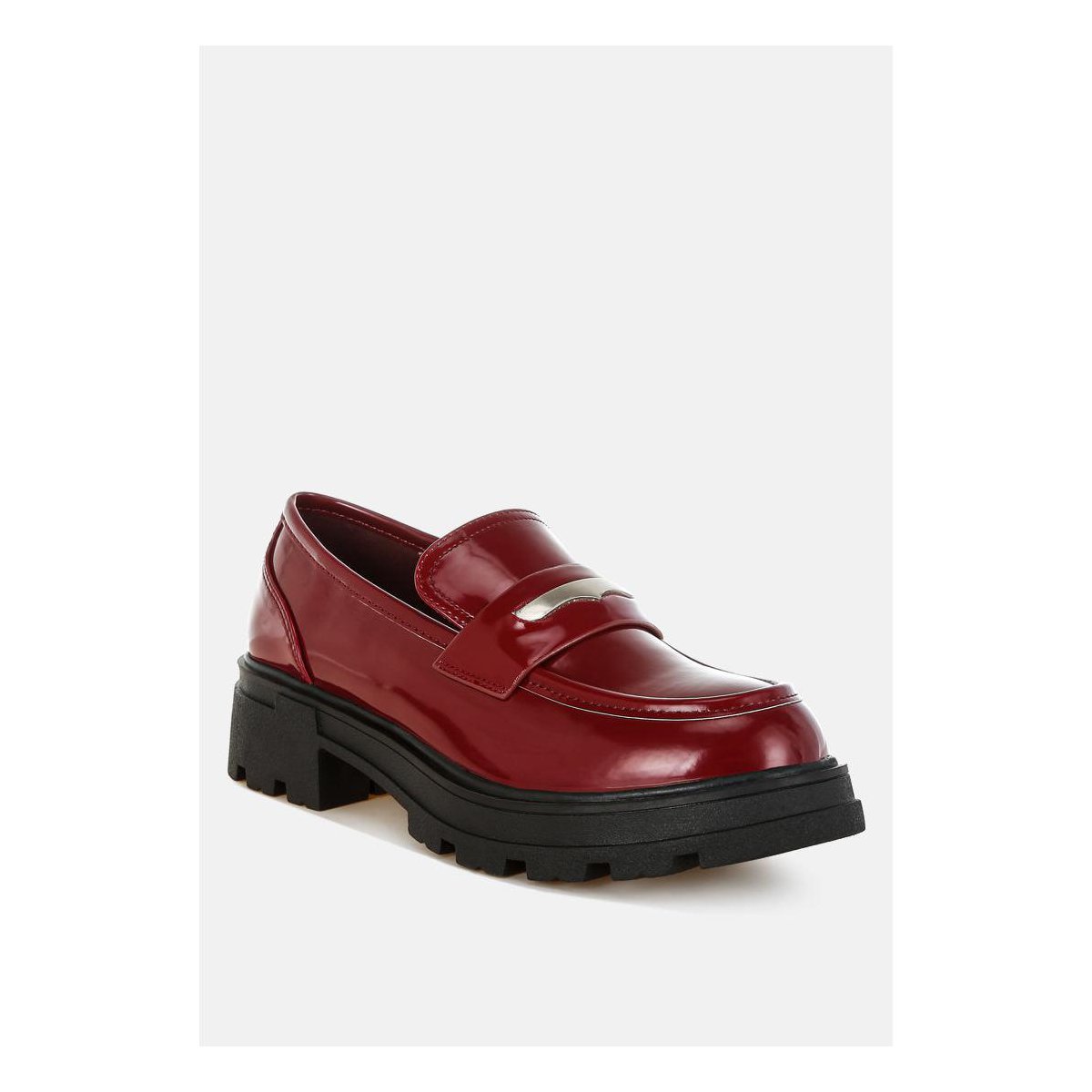 Женские туфли London Rag Womens Gleam Stride Faux Leather Chunky Loafers 8 — фото 2