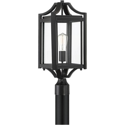 Franklin Iron Works Rustic Farmhouse Outdoor Post Light Fixture Black 20 1/4" Clear Glass House Porch Patio Garden Yard Walkway