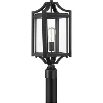 Franklin Iron Works Rockford Rustic Farmhouse Outdoor Post Light Black 20 1/4" Clear Glass for Exterior Barn Deck House Porch Yard Patio Home Outside