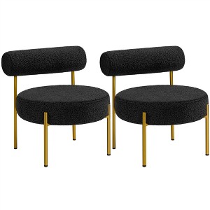 Yaheetech Set of 2 Boucle Fabric Accent Chair with Gold Metal Legs for Living Room, Bedroom, Lounge - 1 of 4