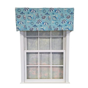 RLF Home 100% Cotton Beach Day Toilored  Fully lined Windows Rod Pocket Valance 51" x 16"  Blue - 1 of 4