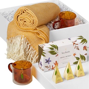 Knack Tranquili Tea Gift Set – Herbal Tea Sampler, Double-Wall Glass Mugs, and Cozy Fringed Blanket - 1 of 4