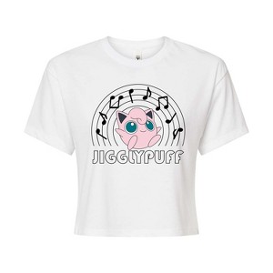 Women's - Pokémon - Jiggypuff Music Notes Cropped Graphic T-Shirt - 1 of 4