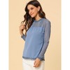 INSPIRE CHIC Women's Elegant Lace Sleeve Scalloped Trim Summer Casual Chiffon Blouse - 4 of 4