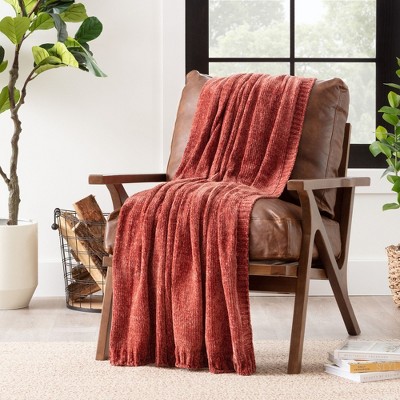 Chanasya Chenille Knit Subtle Shimmer Textured Decorative Throw Blanket
