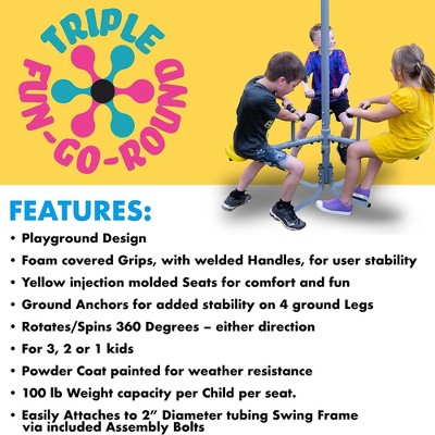 XDP Recreation Triple Fun-Go-Round 360 Degree Outdoor Spinning Ride