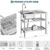 Coucheta Freestanding Single Bowl Utility Sink, 39.4"x19.7"x34.6" Stainless Steel w/ Pull-Out Faucet, S-Hooks, Shelf, Adjustable Legs - 2 of 4