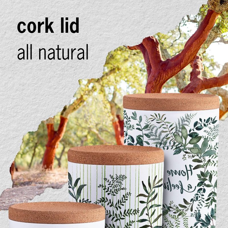 Plant-Based Sustainable Green Leaves Storage Jars, Airtight Decorative Canisters for Kitchen Counter, Cork Lid, 5 of 8